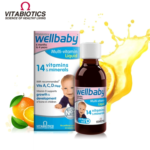 Британская Wellbaby Line Line Композитная витамин AD Multi -Kind пищевого железа Zinc Child 2 Babies 4 года