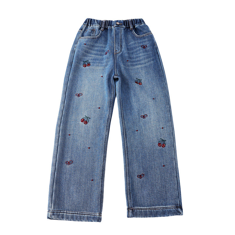 胖女童加绒牛仔裤儿童6-12岁女孩直筒裤子女大童加厚保暖阔腿裤裤,淘宝优惠券,粉丝福利购,淘宝优惠卷