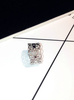 日韩流行镂空花朵戒指银色欧美