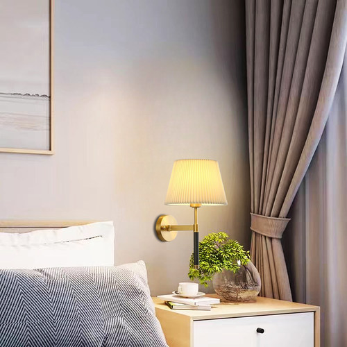 全铜美式客厅背景墙壁灯现代法式复古卧室床头大气酒店充电壁灯 - 图2