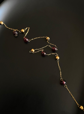 岚屿新款天然石榴石项链