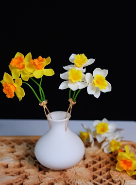 水仙花神发钗手感软胶花汉服头饰