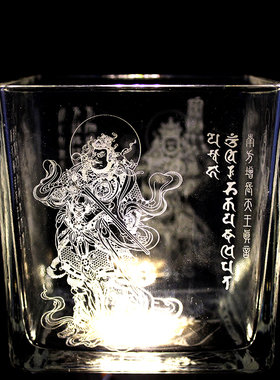四大天王护法玻璃缸 悉昙梵文真言雕刻聚集正气护持行者遍净法界