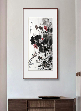 手绘原稿花鸟国画真迹中式卧室餐厅玄关装饰精裱毛笔字画实木画框