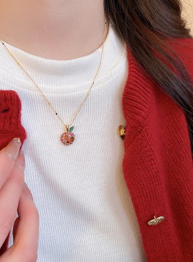 温柔甜美气质苹果吊坠时尚项链