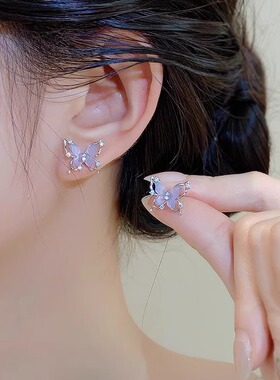 梦幻渐变紫色耳饰轻奢甜美耳钉