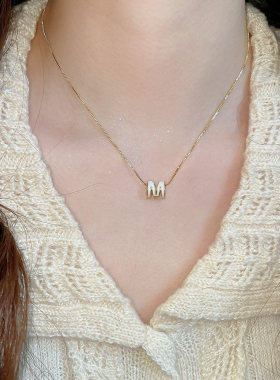 小众锆石滴油字母吊坠时尚项链
