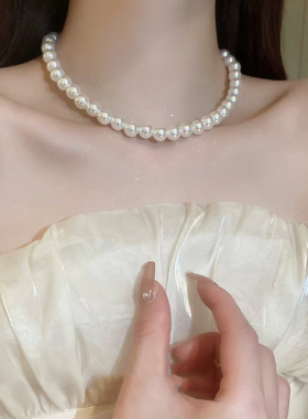 珍珠项链法式轻奢小众气质锁骨链