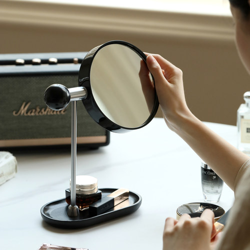 斗合家居原创设计包豪斯风桌面化妆镜复古家用可旋转装饰镜子 - 图2