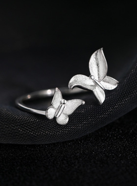 简约森系蝴蝶戒指女轻奢高级感开口戒小众食指戒新款气质素圈