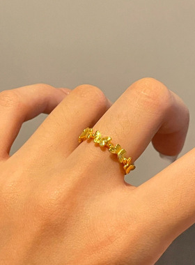 蝴蝶戒指女开口可调节