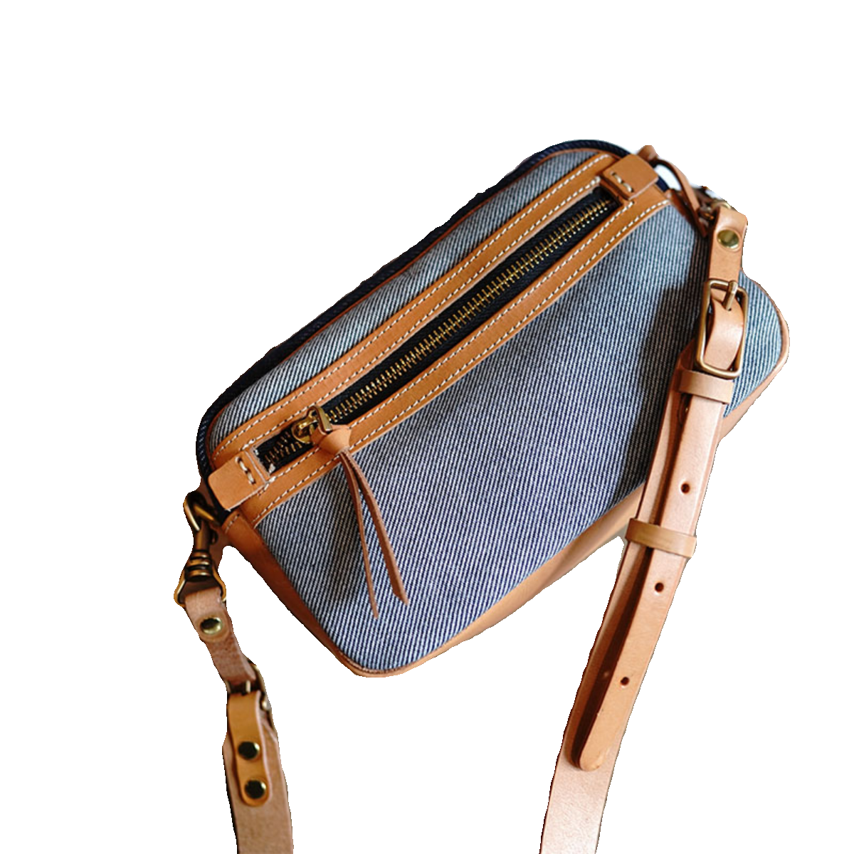 鹿小姐 赤耳牛仔复古拼接植鞣牛皮相机包百搭时尚单肩斜挎小方包,淘宝优惠券,粉丝福利购,淘宝优惠卷