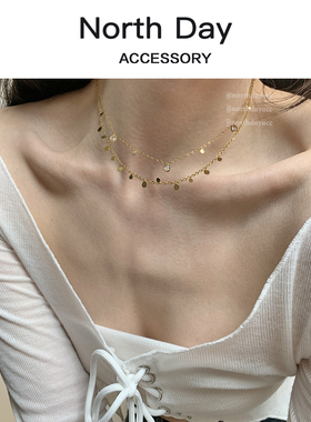 INS欧美钛钢几何锆石项链新品