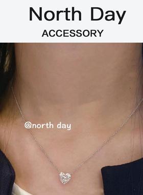 长期主义 通体纯银925不褪色老钱风高碳钻2ct桃心爱心钻石项链