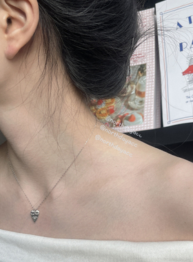 洗澡不用摘 博主款通体纯银925磨砂做旧拉丝爱心桃心项链锁骨链