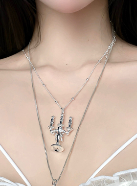 银色星星烛台 小众设计ins欧美复古vintage 高级感项链