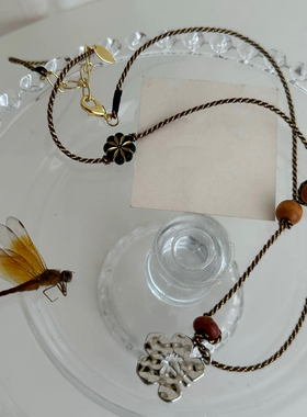 LAZY CIRCL*S扶桑花木珠编织项链手工编绳复古民族风配饰