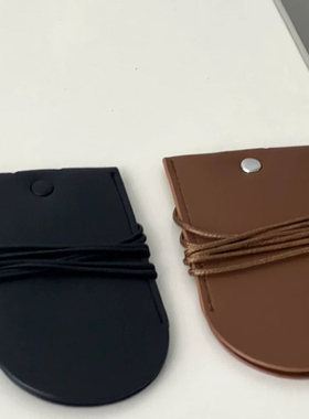 皮质迷你钥匙包小巧挂脖吊牌项链时尚极简挂件韩国ins2024新款女