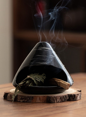 富士山小壁炉香薰炉鼠尾草雪松秘鲁圣木陶瓷熏香炉子家用氛围摆件