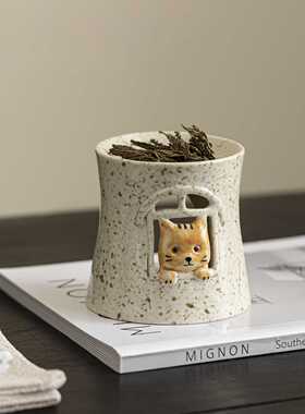 春野小猫香薰炉创意动物烤茶炉雪松圣木薰衣草提香器陶瓷烘烤炉子