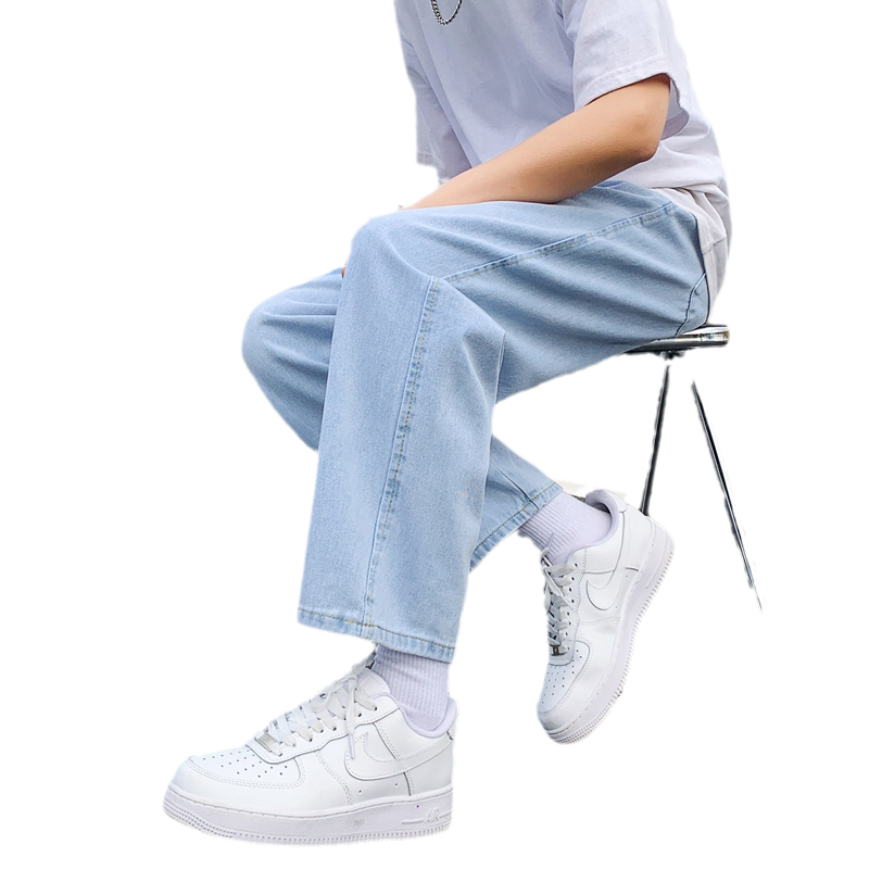 松紧腰男款宽松直筒春秋季牛仔裤 瑞威拉牛仔裤