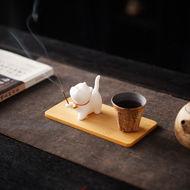 可爱小猫咪陶瓷香薰炉摆件家用室内檀香线香插香座软萌治愈茶宠,淘宝优惠券,粉丝福利购,淘宝优惠卷