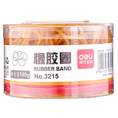 得力3215橡胶圈 橡皮筋 强度大韧度好 反复拉伸不易断100g/盒 - 图0