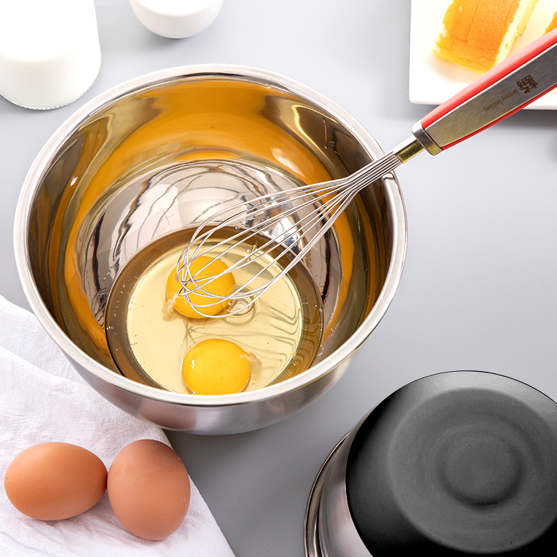 喜之焙打蛋盆硅胶防滑不锈钢加厚加深搅拌盆和面盆家用烘焙工具 - 图1