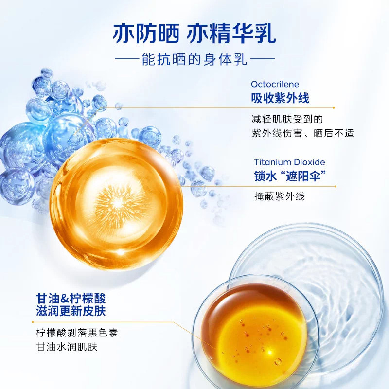 妮维雅泰国抗晒霜光感亮肤SPF50焕白身体素颜霜清爽180ml