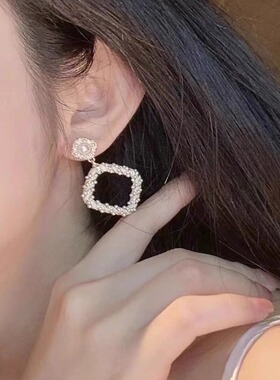 丽银饰品韩版耳环棱形S925银针女