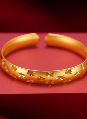 一叶暴富黄金色手镯2026年新款