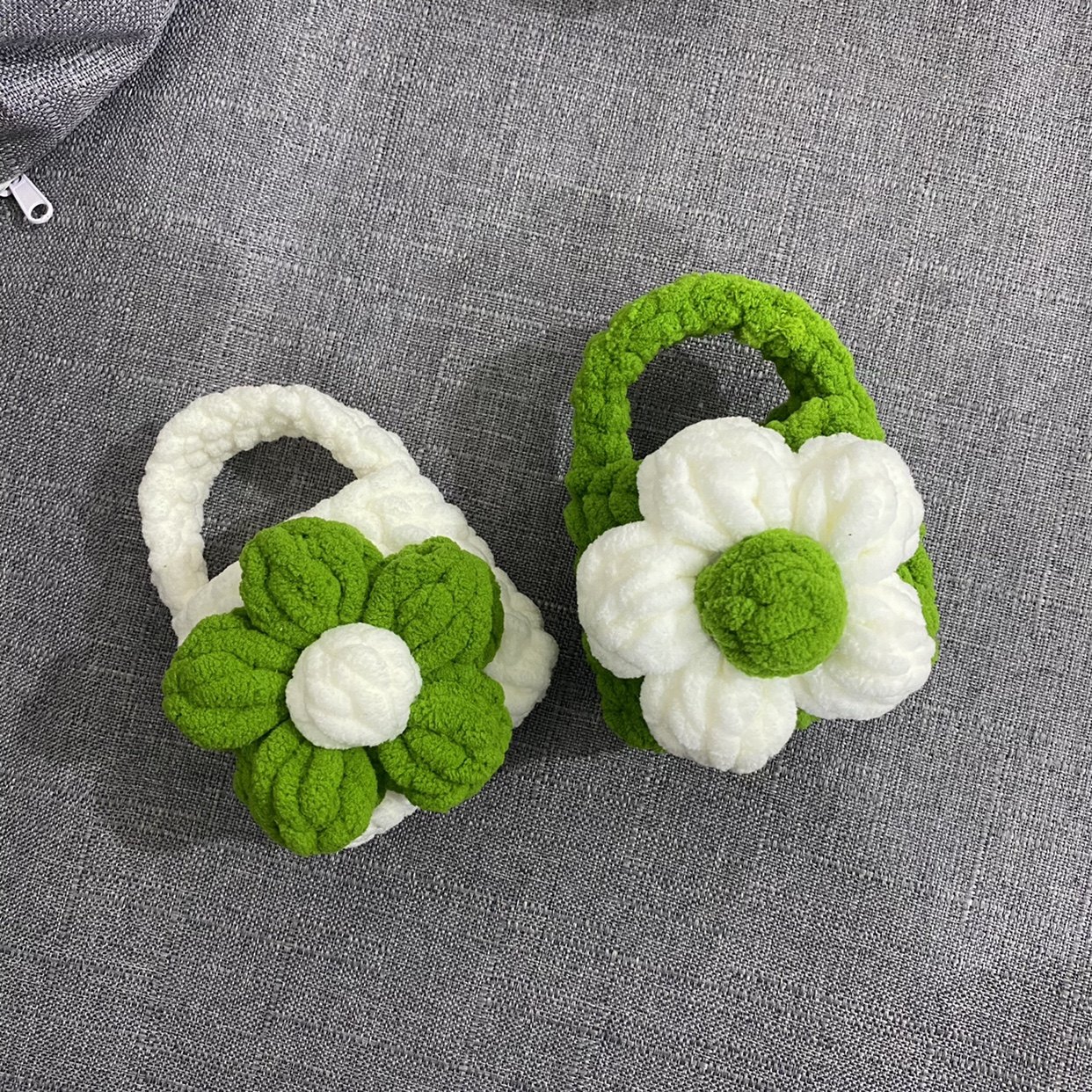 自制diy手工编织可爱材料包泡芙花毛线花朵耳机套耳机包手提迷你,淘宝优惠券,粉丝福利购,淘宝优惠卷