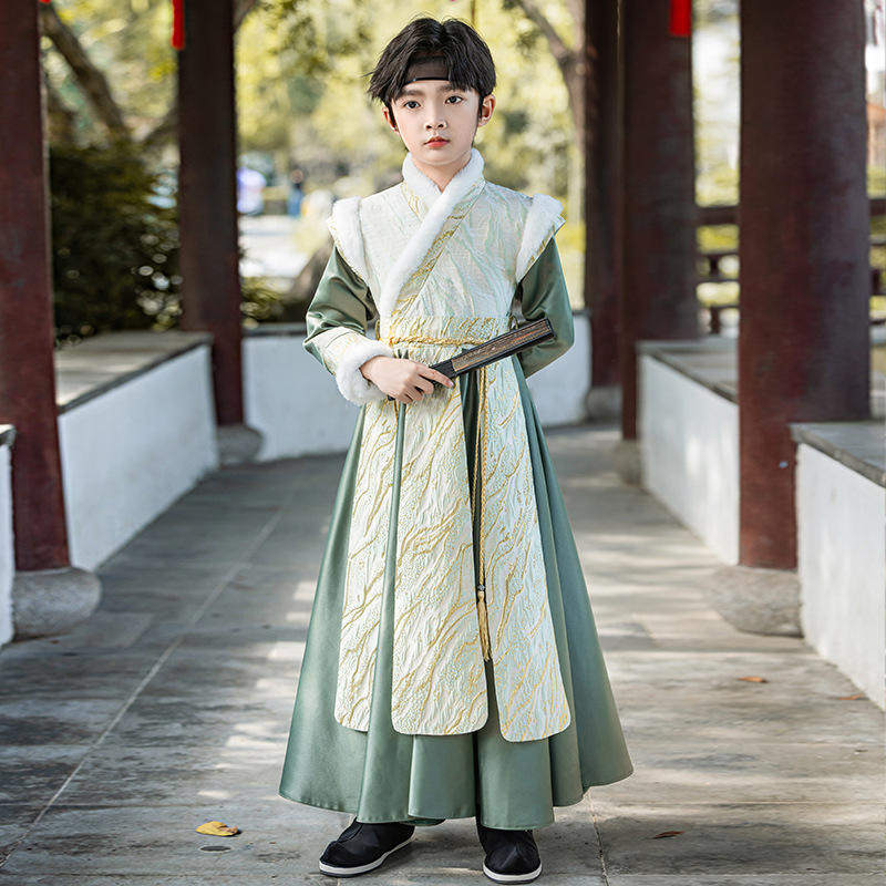 汉服男童秋冬季新款加绒加厚帅气侠客儿童演出古装拜年服,淘宝优惠券,粉丝福利购,淘宝优惠卷