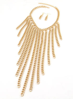 欧美轻奢铝链流苏项链挂脖金属上