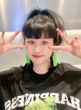 古鳗鱼绿色编织耳环欧美皮质