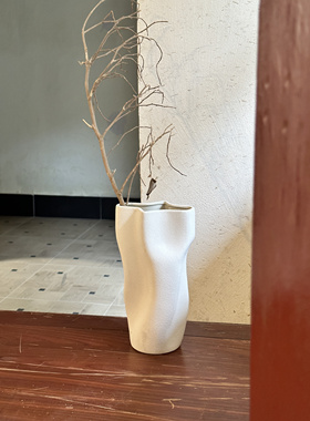 侘寂风陶瓷花瓶装饰样板间复古桌面茶室客厅粗糙颗粒感艺术花瓶