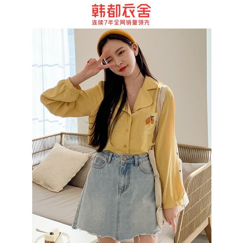 韩都衣舍2020韩版秋装新款学生衬衫 韩都衣舍敏丽衬衫