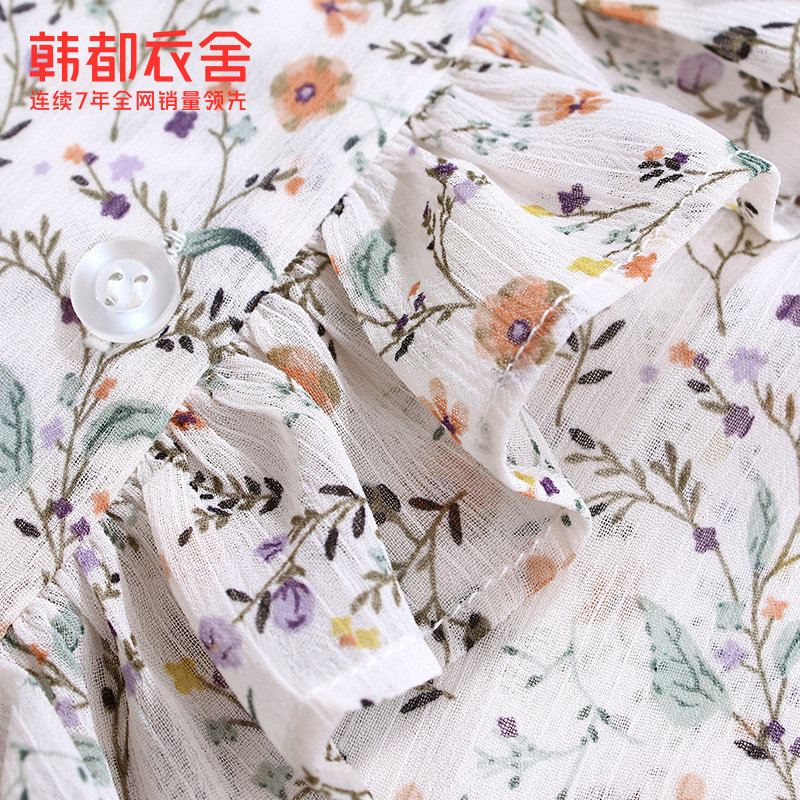 韩都衣舍2020秋新款女甜辣碎花衬衫 韩都衣舍衬衫