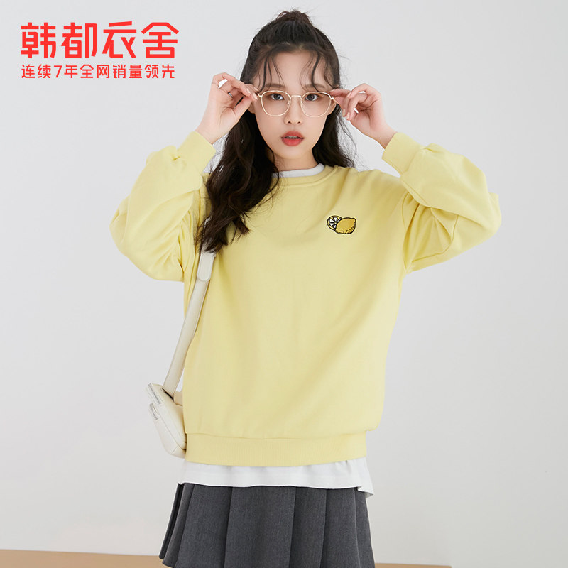 韩都衣舍2020秋新款日系古着女卫衣 韩都衣舍卫衣/绒衫