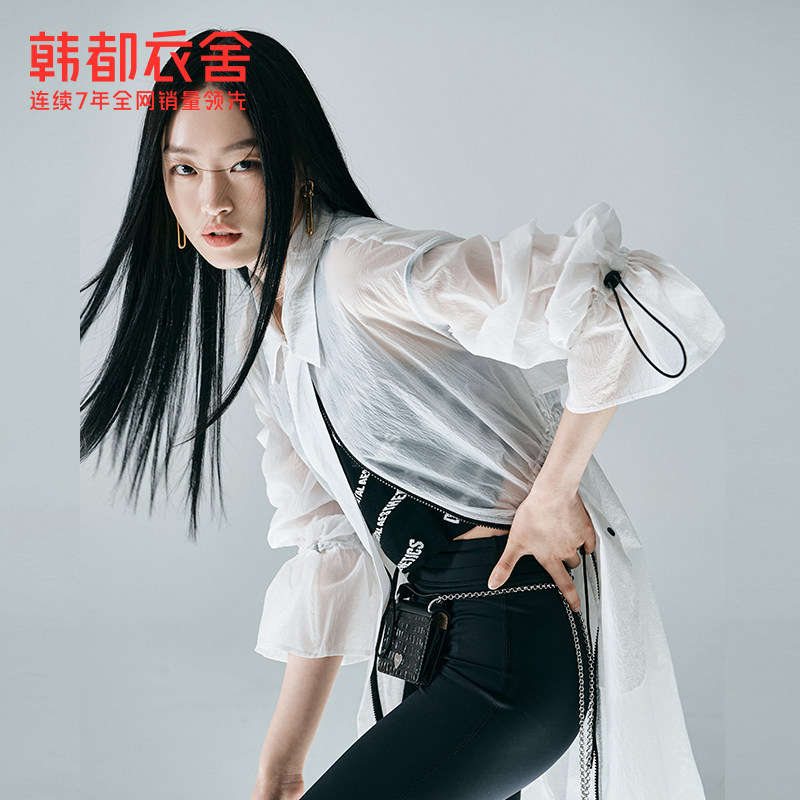 韩都衣舍中长款防晒外套2022防晒服 韩都衣舍短外套