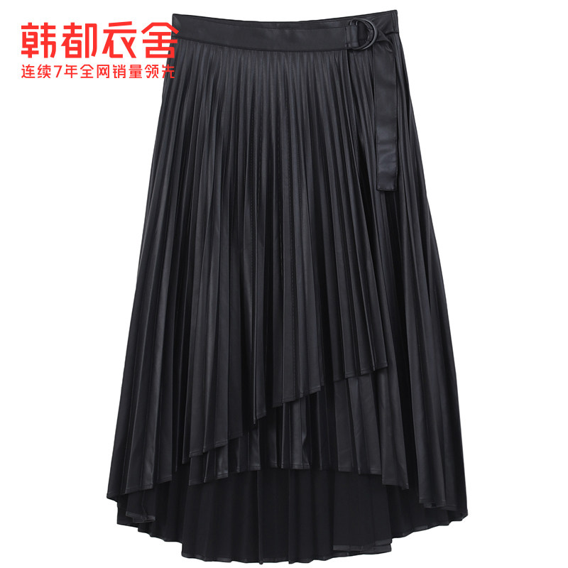 韩都衣舍2022秋冬新款不规则百褶裙 韩都衣舍半身裙