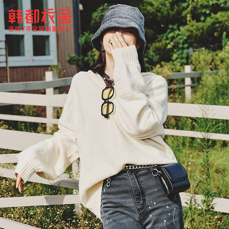 韩都衣舍2021秋装新款宽松针织衫 韩都衣舍毛针织衫