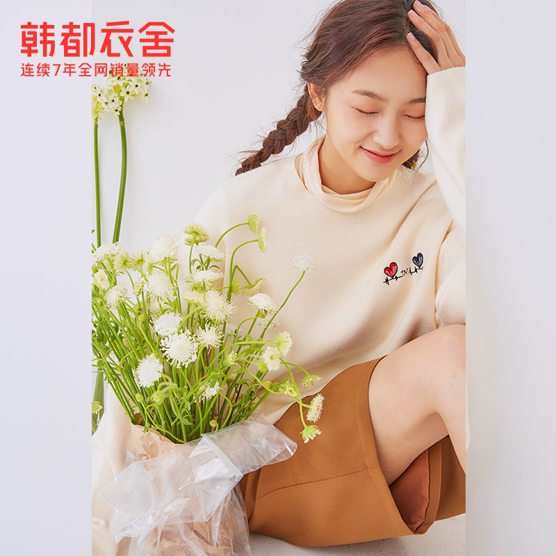 时代少年团同款韩都衣舍宽松毛衣 韩都衣舍敏丽毛针织衫