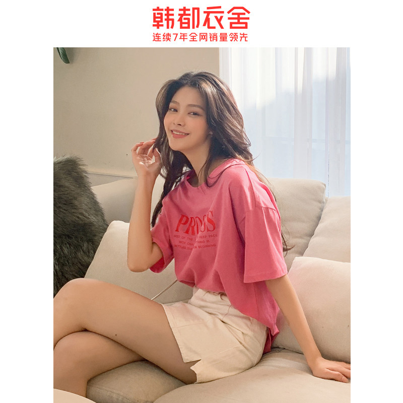 韩都衣舍2020夏装新款甜美印花t恤 韩都衣舍雨薇T恤