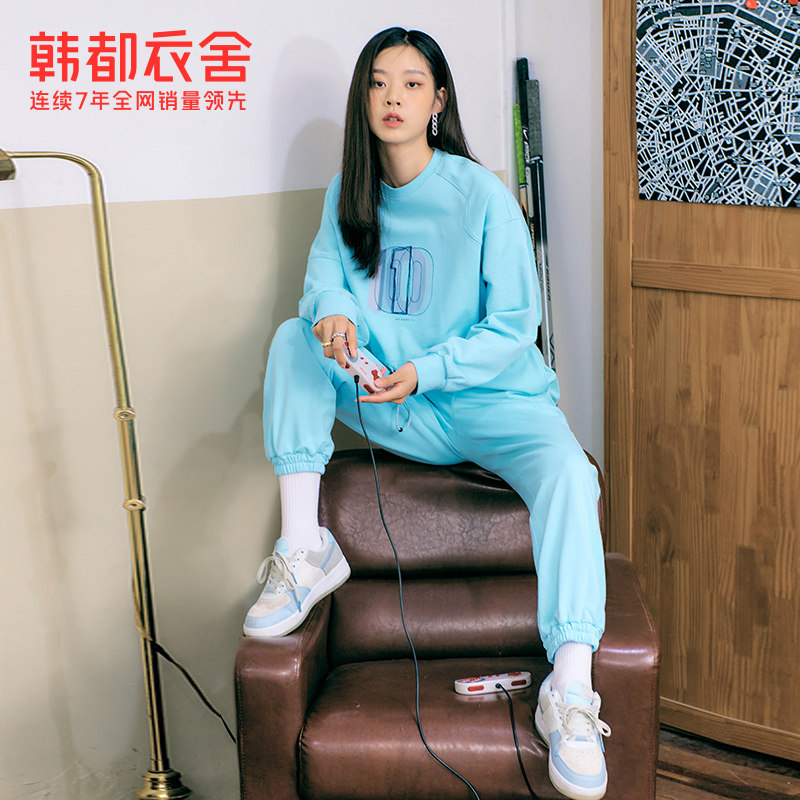 韩都衣舍截短式休闲2021秋季卫衣 韩都衣舍时尚套装