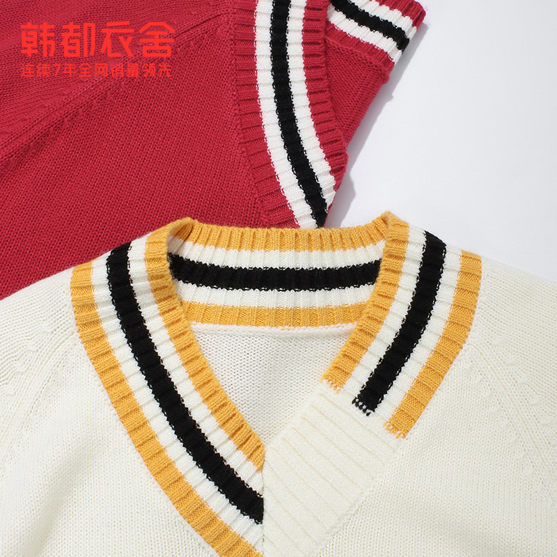 韩都衣舍2020秋季新款v领日系毛衣 韩都衣舍毛针织衫