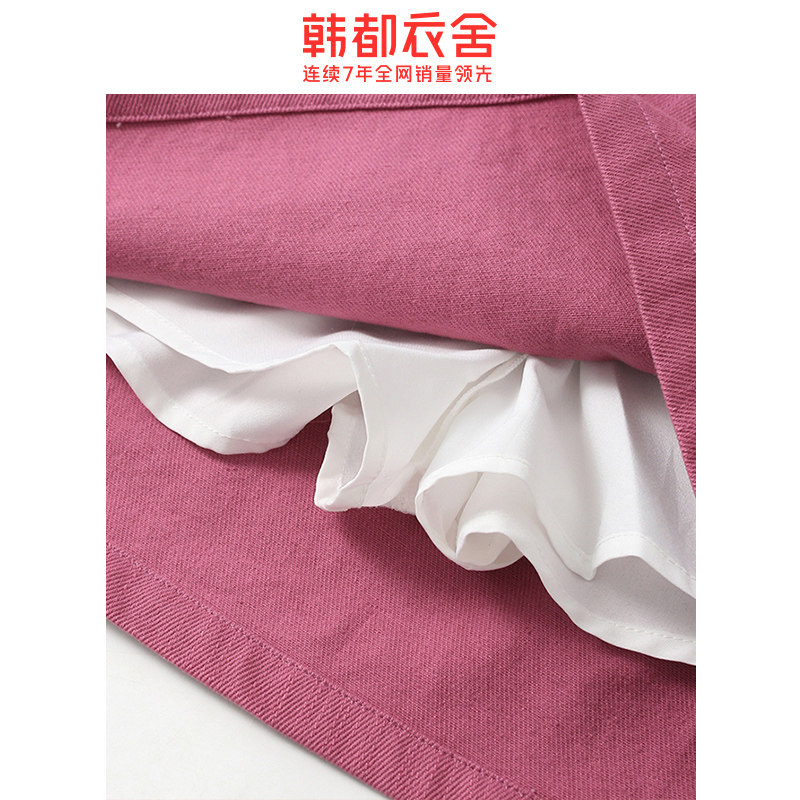 韩都衣舍新款韩版玫红色不规则短裙 韩都衣舍嗒嗒半身裙