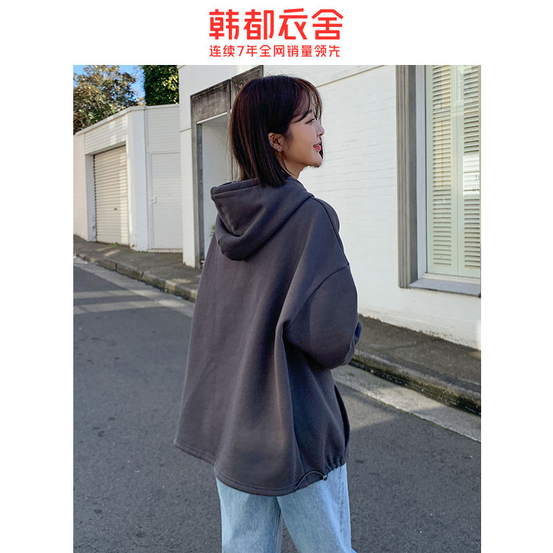 韩都衣舍早春2020新款潮深灰色卫衣 韩都衣舍锦鑫通达卫衣/绒衫