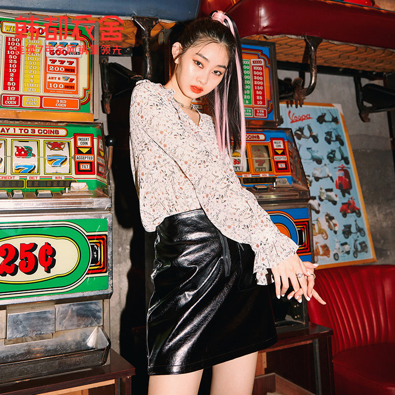 韩都衣舍2020秋新款女甜辣碎花衬衫 韩都衣舍衬衫