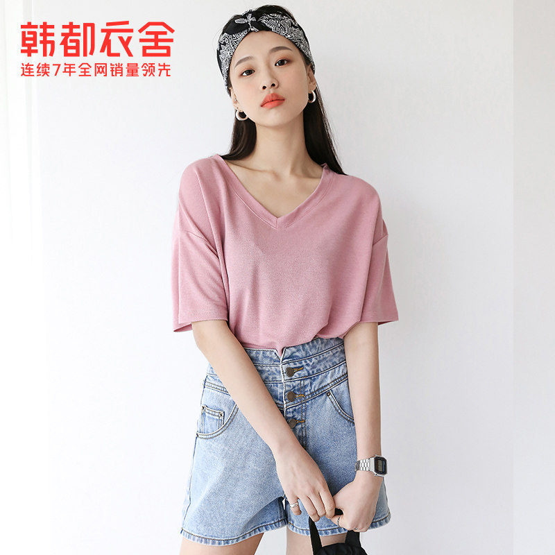 韩都衣舍2020夏新网红ins潮女t恤 韩都衣舍秀衣莲T恤